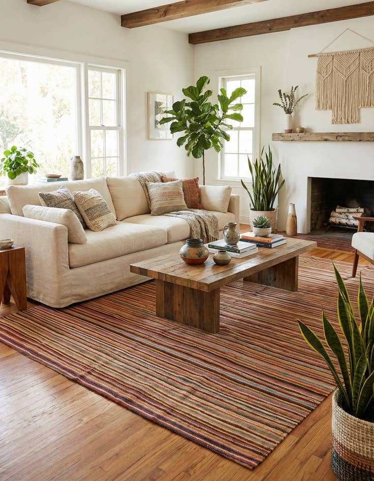 Detail image of 6' 5 x 9' 8  Hand Woven Kilim Modern Wool Rug