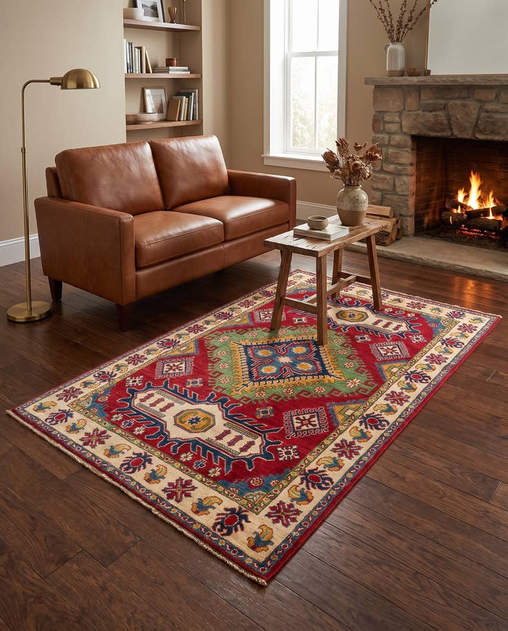 Detail image of 4' x 6' Hand Knotted Kazak Rug