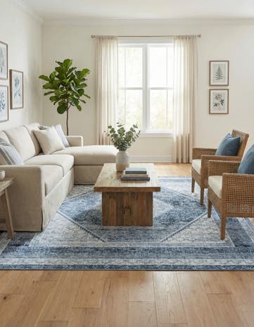 Navy Blue Kamala Washable Square Rug