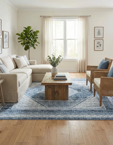 Navy Blue Kamala Washable Square Rug