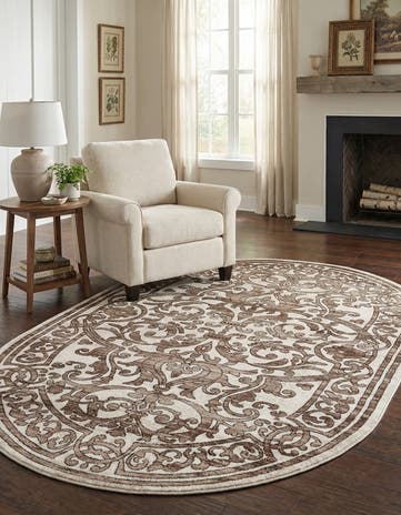 Chocolate Brown Hermitage Oval Rug