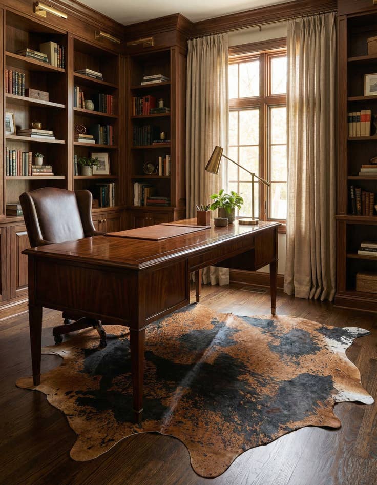 Detail image of 7' 3 x 7' 8 Cowhide Leather Square Rug