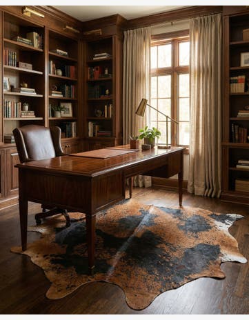 7' 3 x 7' 8 Cowhide Leather Square Rug