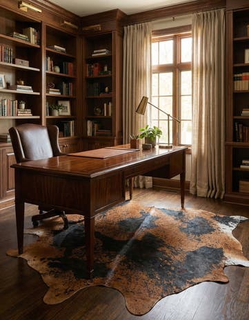 7' 3 x 7' 8 Cowhide Leather Square Rug