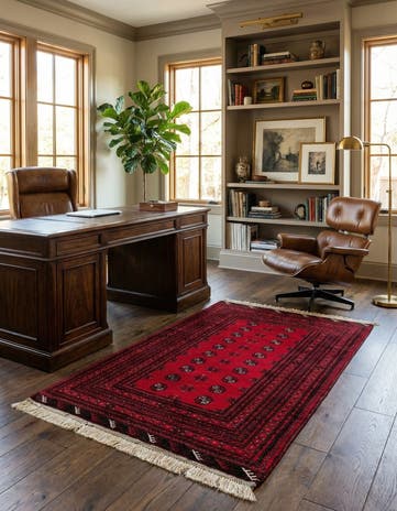 3' 7 x 6' 7 Hand Knotted Afghan Akhche Wool Rug