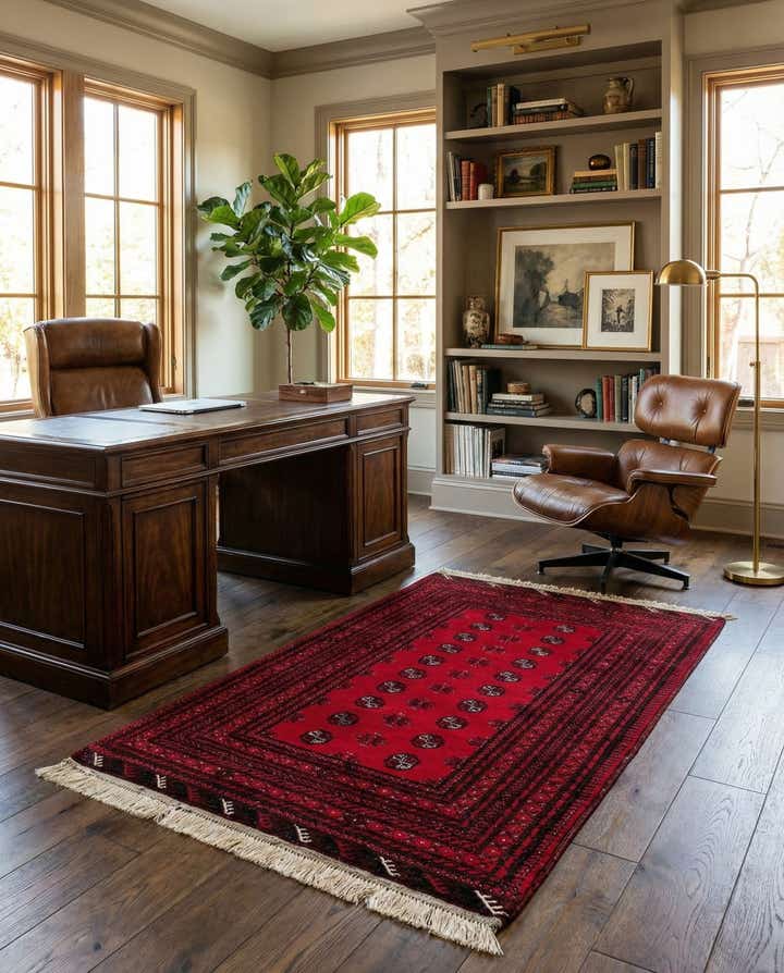 3' 7 x 6' 7 Hand Knotted Afghan Akhche Wool Rug