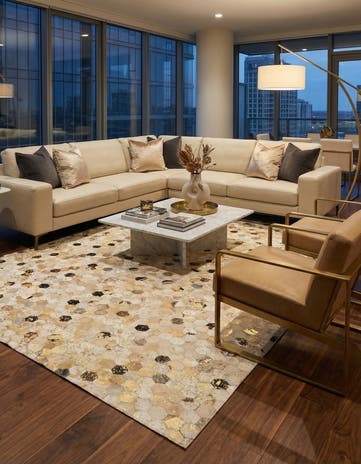 5' x 8' 1 Cowhide Leather Rug