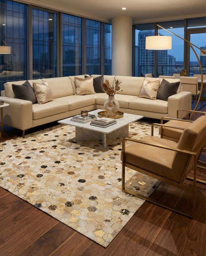 5' x 8' 1 Cowhide Leather Rug