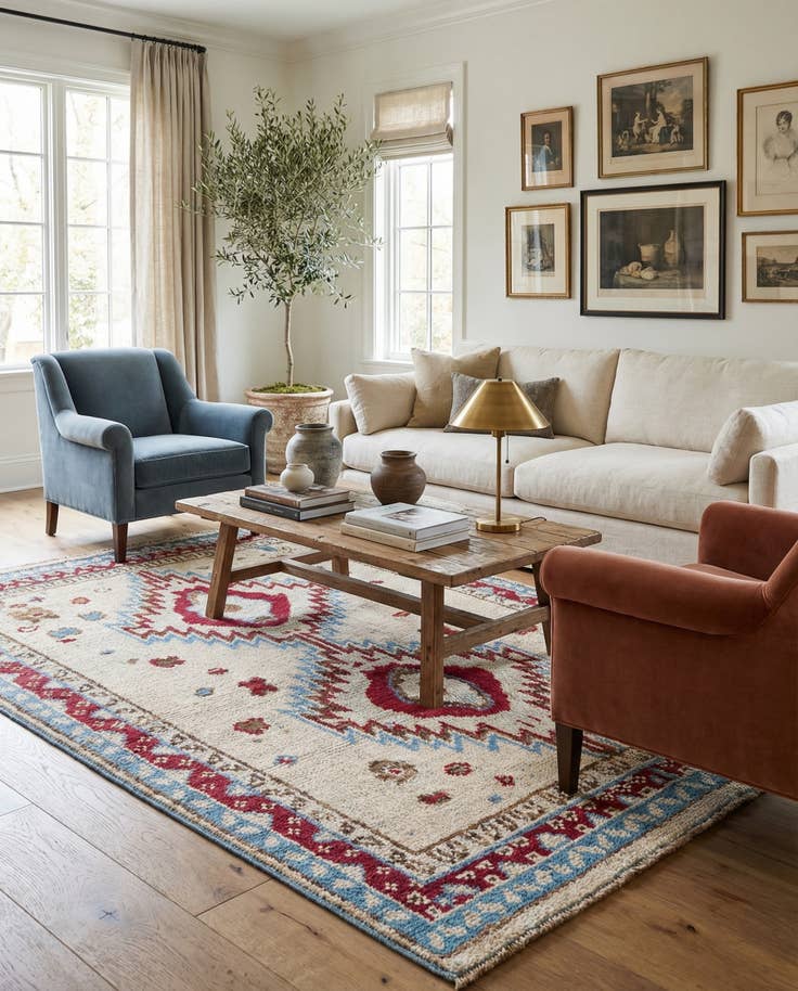 Detail image of 5' 1 x 7' 8 Hand Knotted Oushak Wool Rug