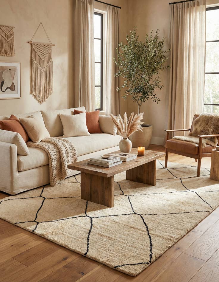 Detail image of 5' 9 x 7' 4  Hand Knotted Moroccan Wool Rug