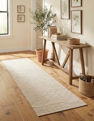 2' 7 x 12' Hand Woven Geo Trellis Flatweave Runner Rug