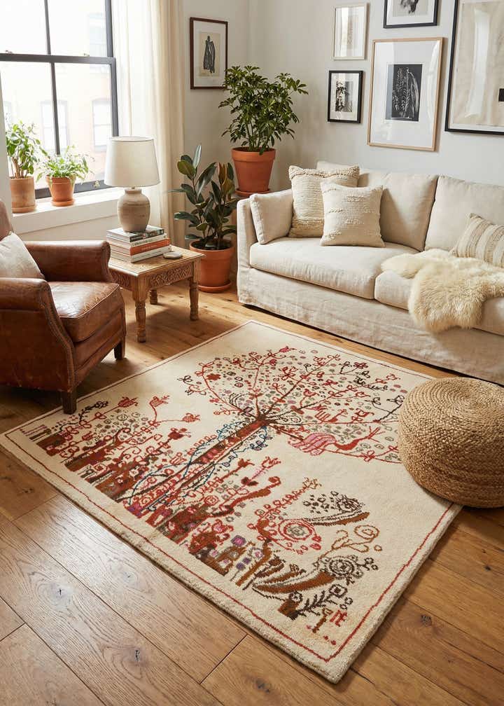 5' x 5' 7 Hand Knotted Moroccan Wool Rug