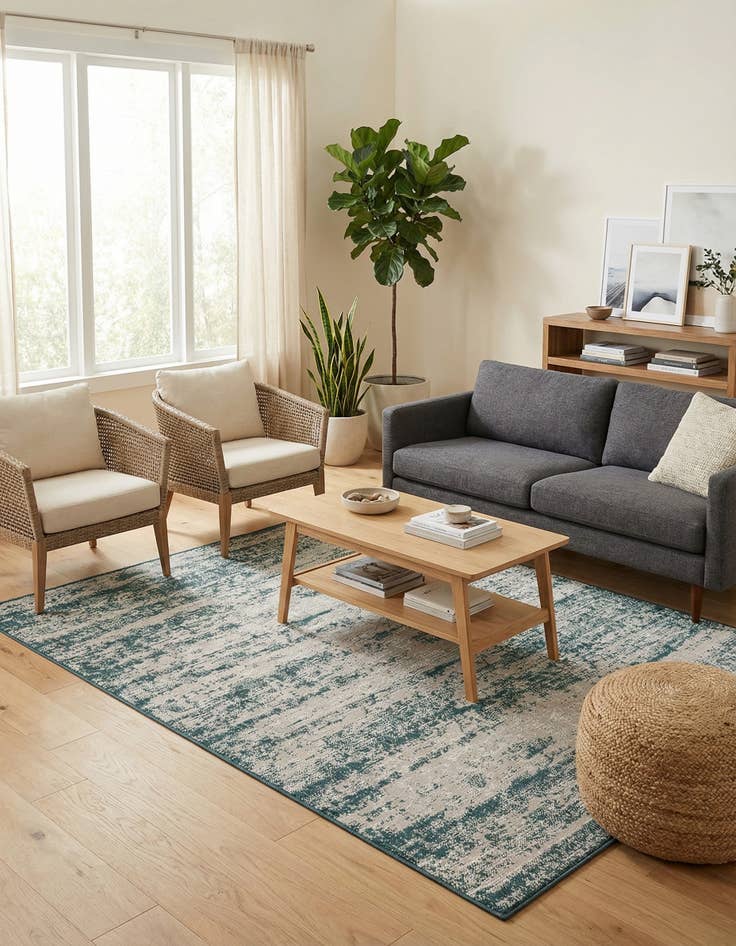 Detail image of  5' 3 x 8'  Washable Modern Indoor / Outdoor Rug