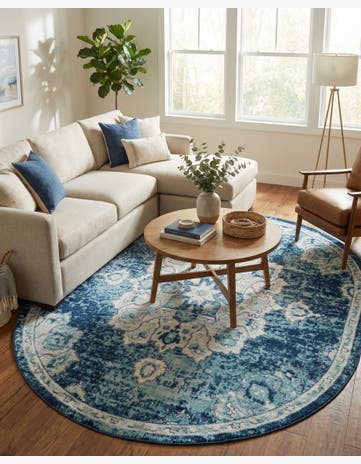 Navy Blue Parker Oval Rug