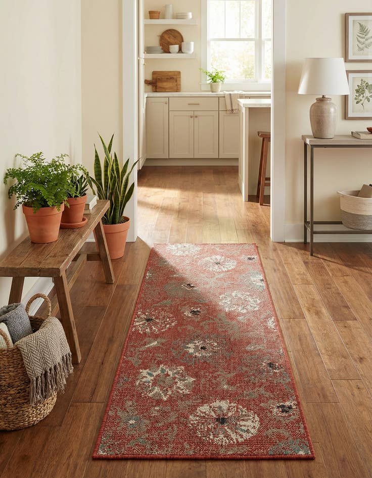 Detail image of 2' x 5' Easy-Clean Botanical Indoor / Outdoor Runner Rug