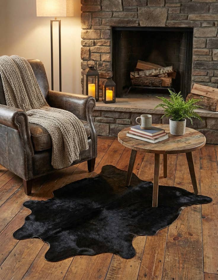 Detail image of 1' 8 x 2' 6 Cowhide Leather Rug