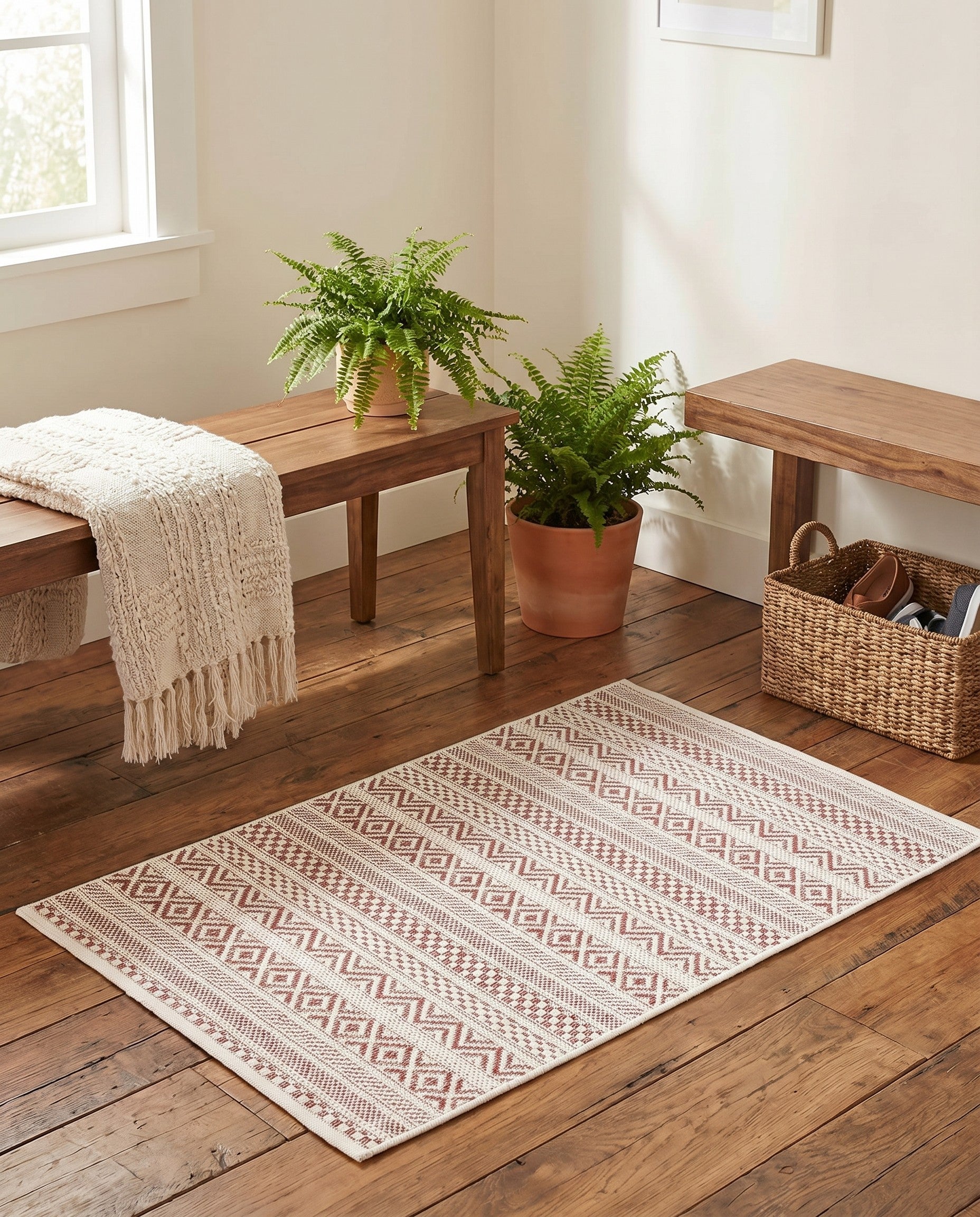2' x 3' Easy-Clean Striped Indoor / Outdoor Rug