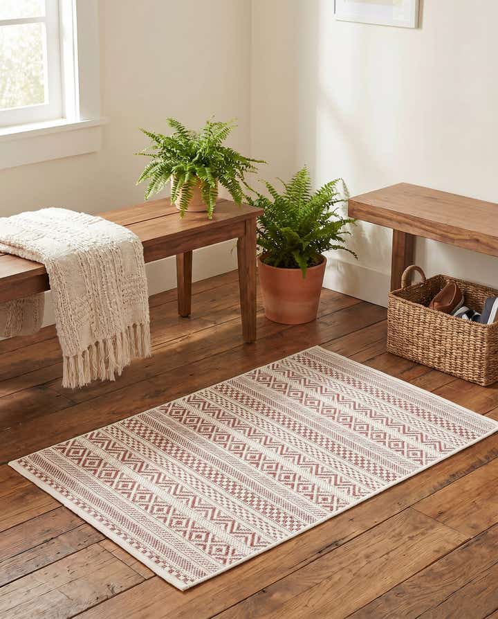 2' x 3' Easy-Clean Striped Indoor / Outdoor Rug