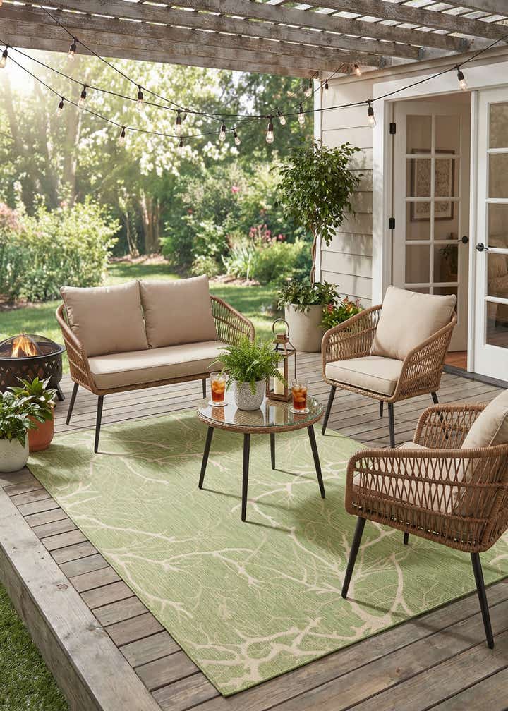 7' x 10' 2 Easy-Clean Botanical Indoor / Outdoor Rug