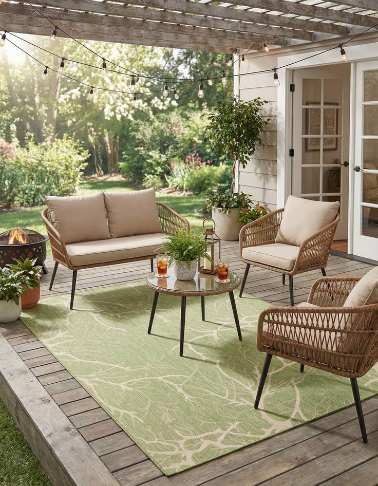 Detail image of 7' x 10' 2  Washable Botanical Indoor / Outdoor Rug