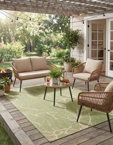 7' x 10' 2 Easy-Clean Botanical Indoor / Outdoor Rug