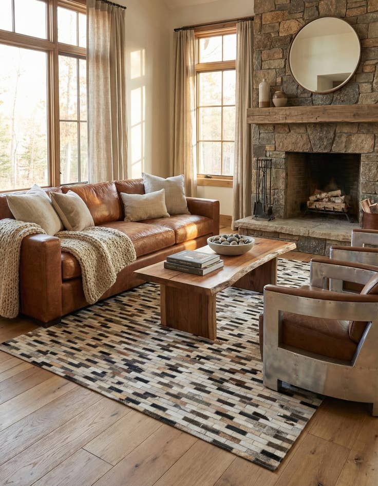 Detail image of  5' x 8' Cowhide Leather Rug