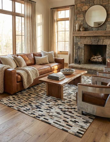5' x 8' Cowhide Leather Rug