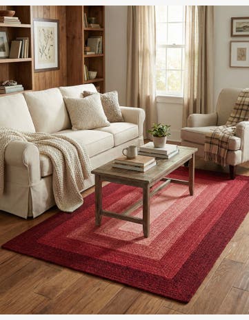 Red Handmade Hand Braided Wool Rug