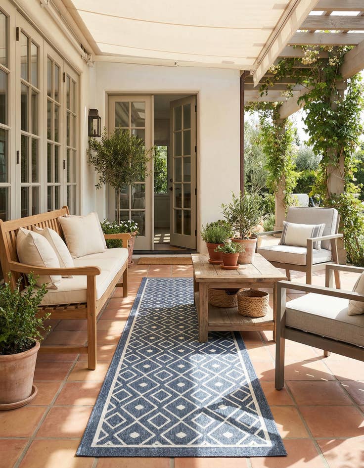 Detail image of 2' x 8' Easy-Clean Trellis Indoor / Outdoor Runner Rug