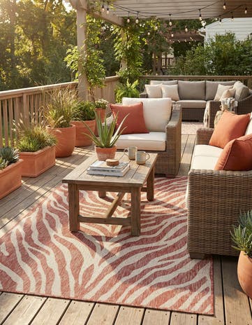 Rust Red Easy-Clean Safari Indoor / Outdoor Rug