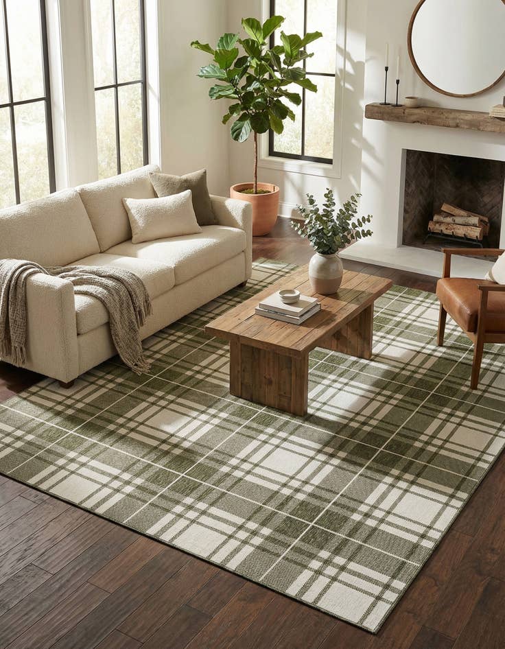 Detail image of  9' x 12'  Washable Checkered Indoor / Outdoor Rug