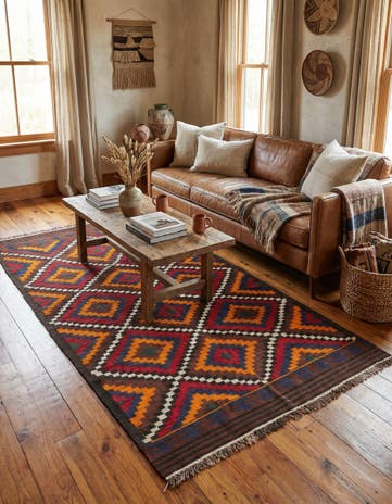 5' x 9' 3 Hand Woven Kilim Afghan Wool Rug