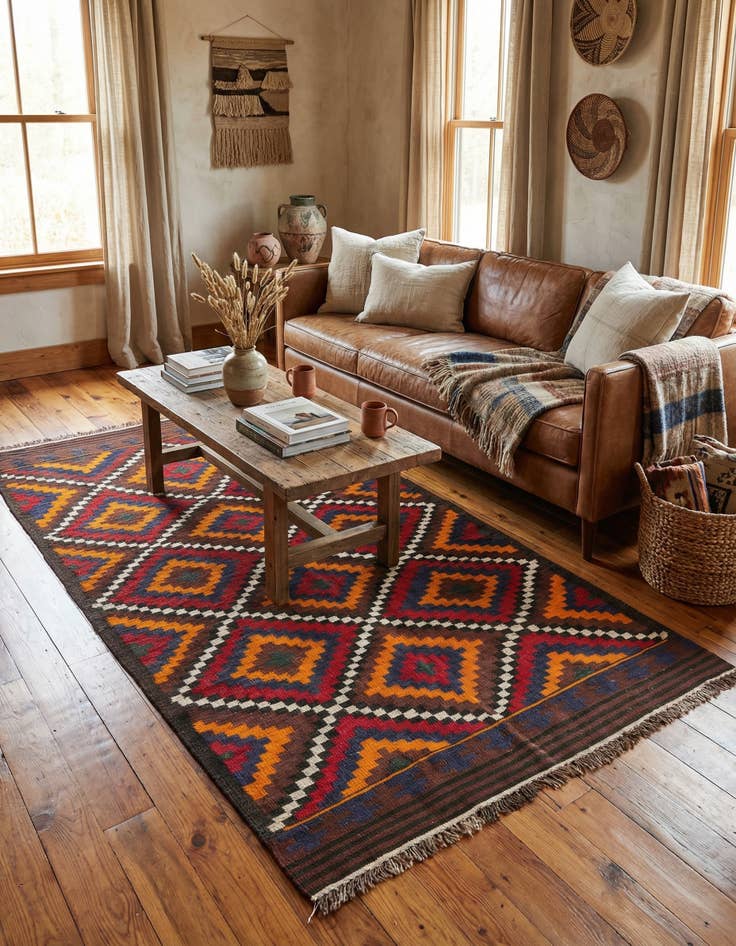 Detail image of 5' x 9' 3  Hand Woven Kilim Afghan Wool Rug