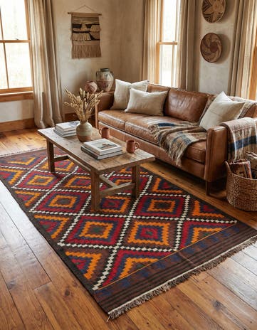 5' x 9' 3 Hand Woven Kilim Afghan Wool Rug