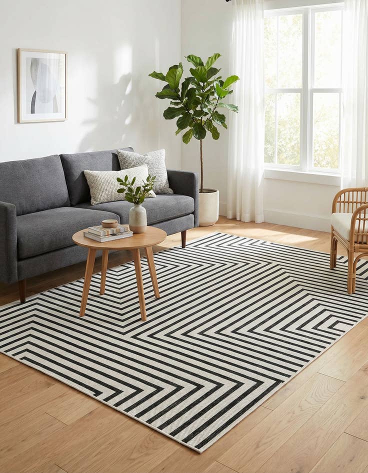 Detail image of  5' 3 x 8'  Washable Modern Indoor / Outdoor Rug