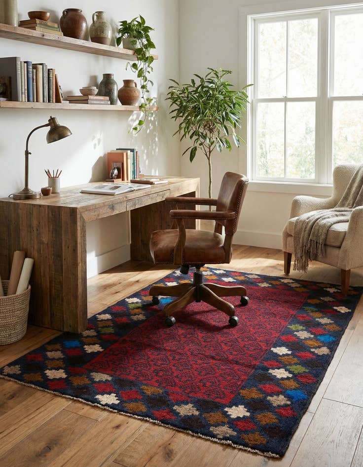 Detail image of  3' x 4' 5  Hand Knotted Balouch Persian Wool Rug