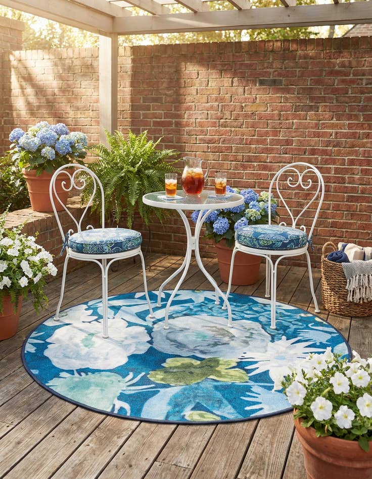 Detail image of 3' 3 x 3' 3  Washable Jill Zarin Caribbean Indoor / Outdoor Round Rug