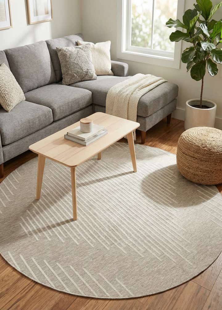 6' x 6' Easy-Clean Modern Indoor / Outdoor Round Rug