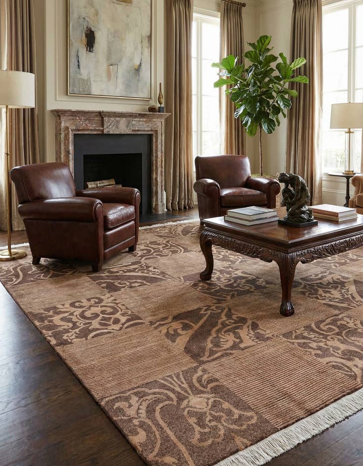 Detail image of 6' 9 x 10'  Hand Knotted Darya Wool Rug