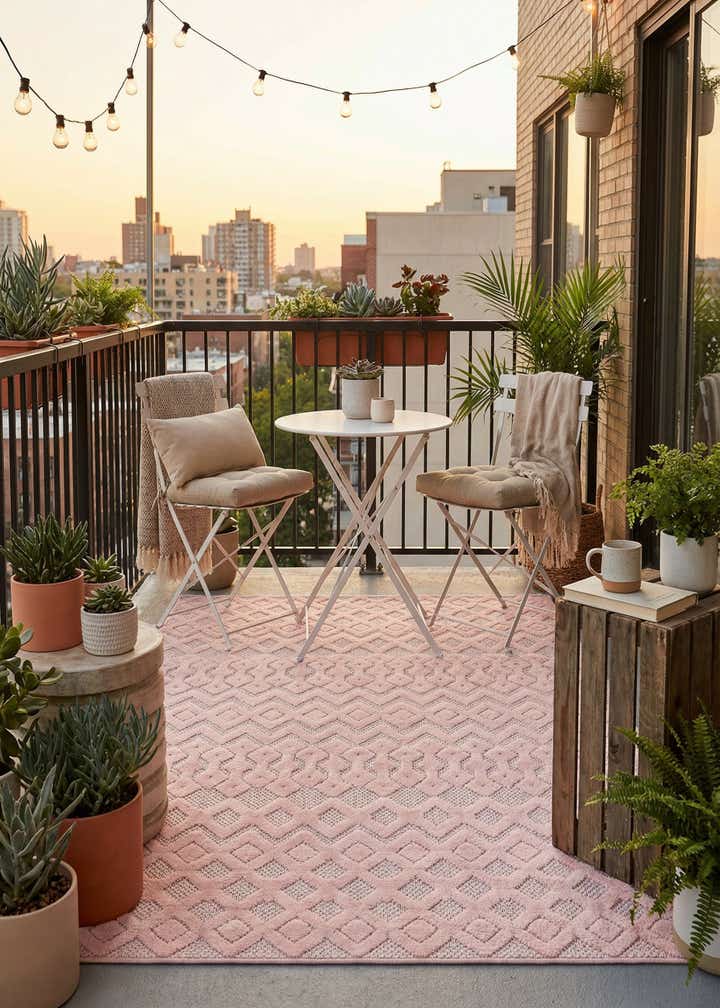 4' x 6' Easy-Clean Trellis Textured Indoor / Outdoor Rug