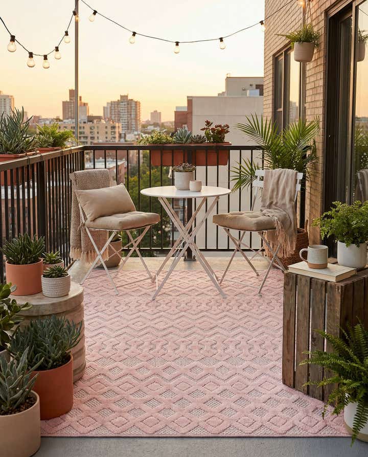 4' x 6' Easy-Clean Trellis Textured Indoor / Outdoor Rug
