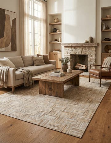 5' x 7' 8 Cowhide Leather Rug