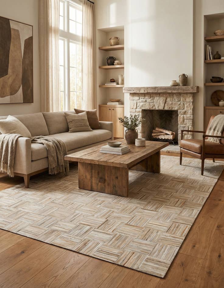 Detail image of 5' x 7' 8 Cowhide Leather Rug