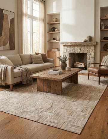 5' x 7' 8 Cowhide Leather Rug