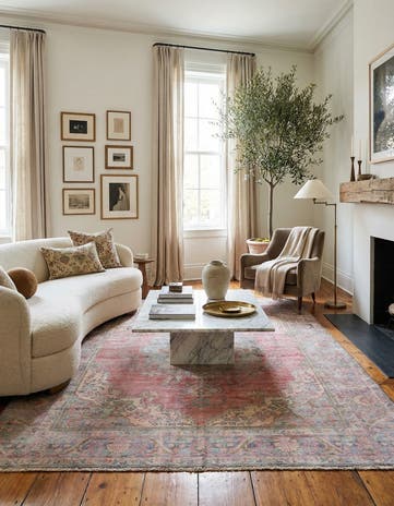 6' 7 x 9' 5 Hand Knotted Ultra Vintage Persian Wool Rug