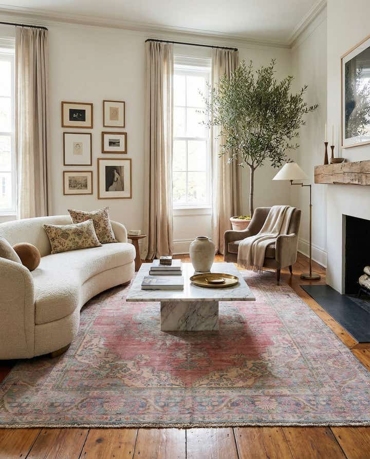 6' 7 x 9' 5 Hand Knotted Ultra Vintage Persian Wool Rug