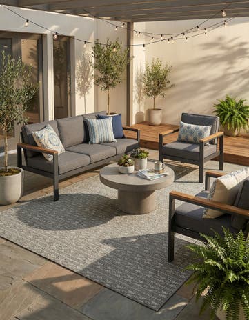 Gray Easy-Clean Modern Indoor / Outdoor Rug