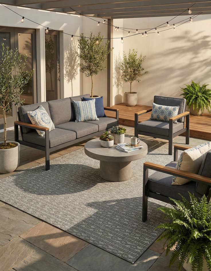 Detail image of  6' x 9'  Washable Modern Indoor / Outdoor Rug