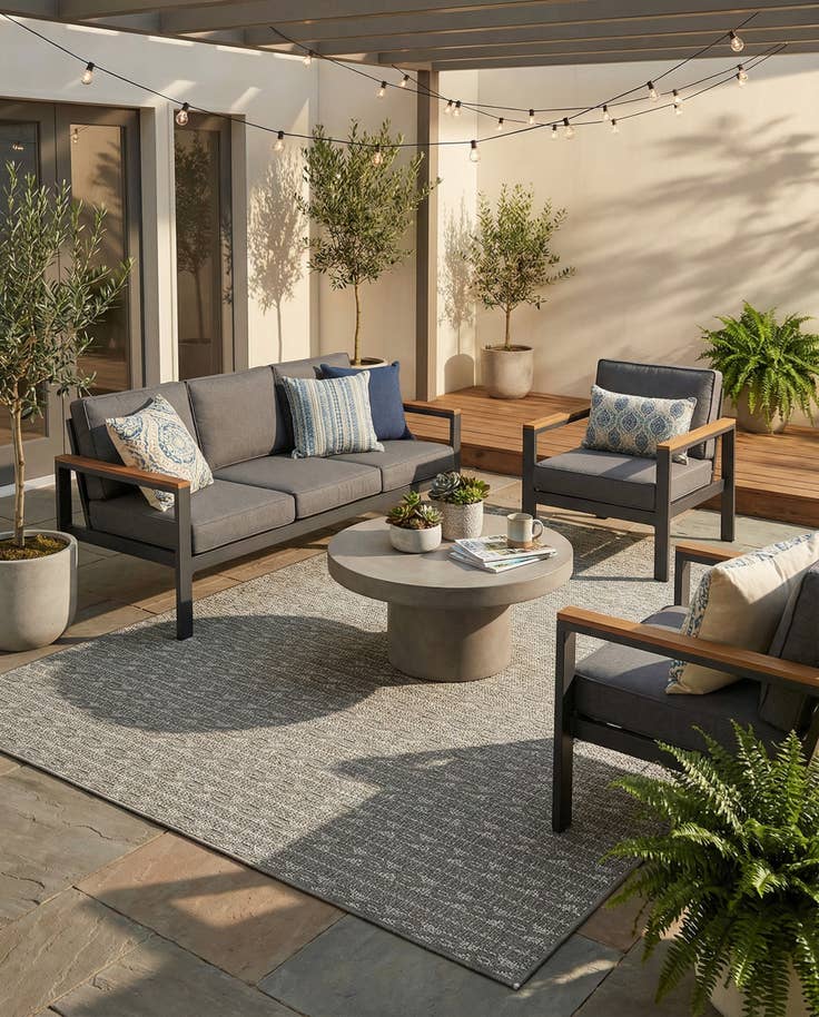 Detail image of 6' x 9' Easy-Clean Modern Indoor / Outdoor Rug