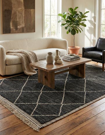 6' x 9' 2 Hand Knotted Moroccan Wool Rug